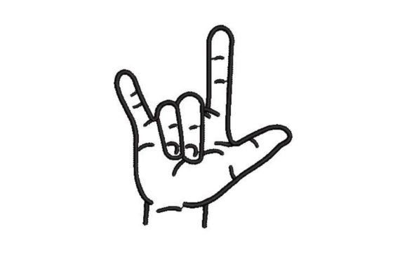 ASL I Love You Embroidery Design
