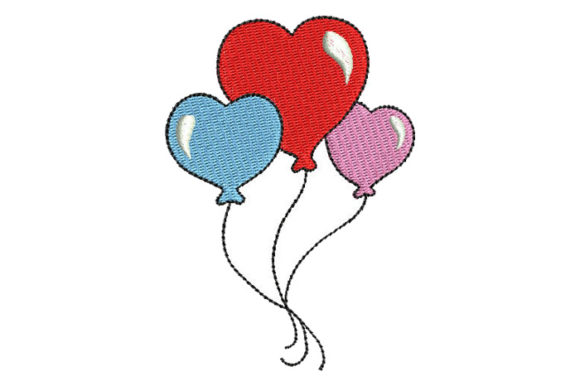 Balloon Hearts Embroidery Design