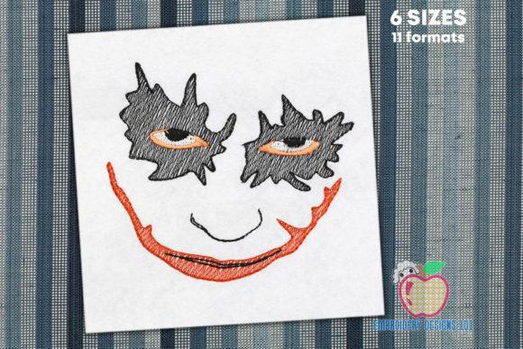 Scary Clown Face Embroidery Design